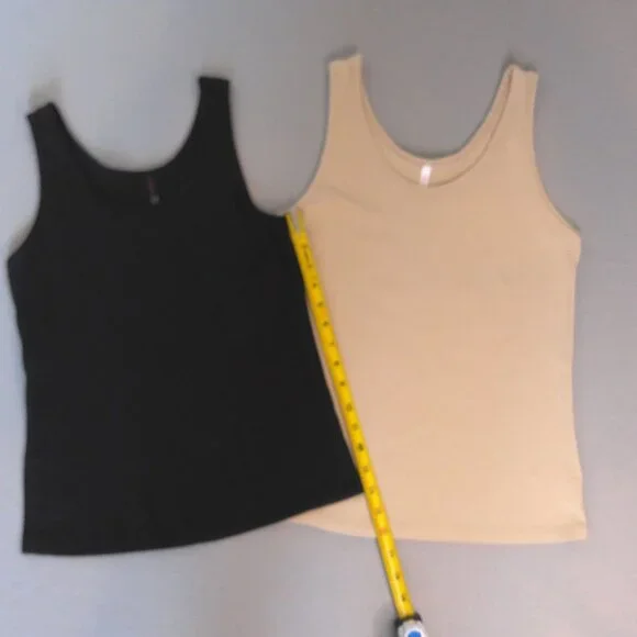 JW STYLE WOMEN'S BASIC TANK TOPS, BOTH SIZE-SMALL, 1/BLACK, 1/TAN - Picture 3 of 4